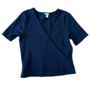 Joe Fresh Black Wrap Style Short Sleeve Cropped Tee M